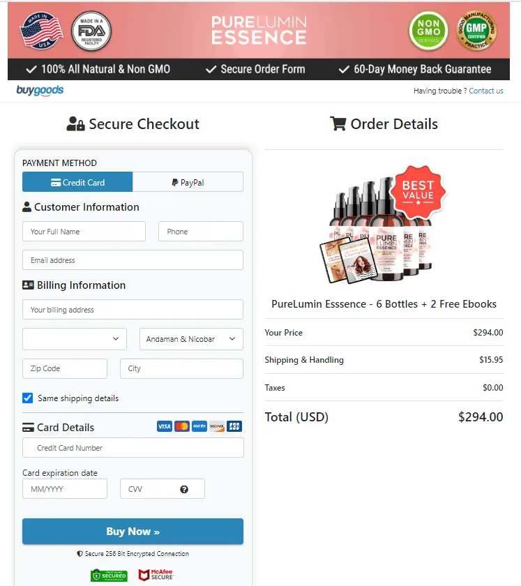 PureLumin Essence Order Page